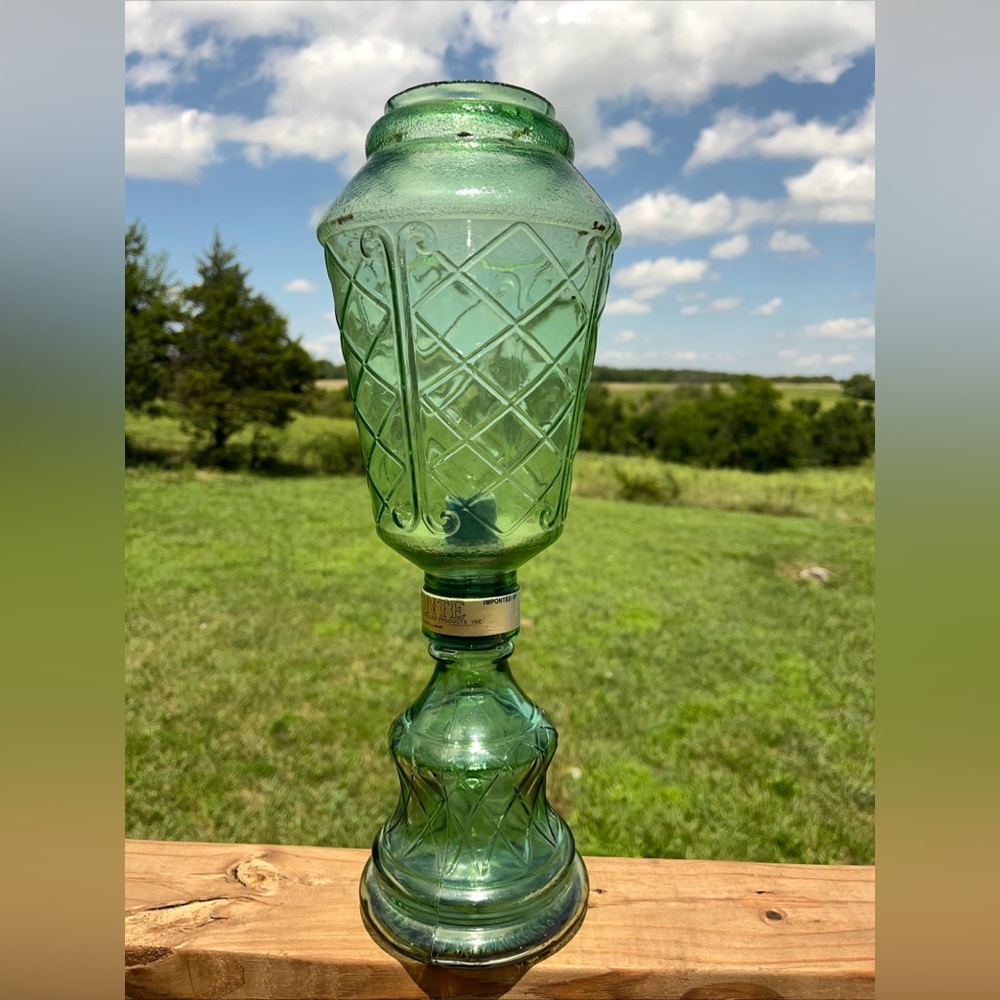Rare Vintage Chianti Italian Glass Green Wine Bottle Conte Lamp Design